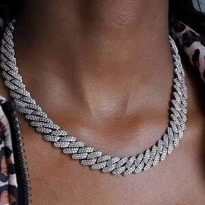 Miami Cuban Link Chain For Women Iced Out Choker 18”